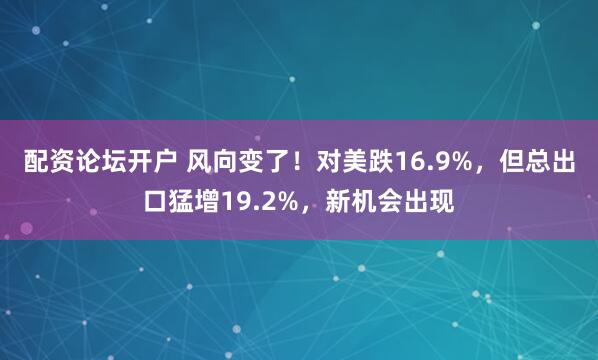 配资论坛开户 风向变了!对美跌16.9%,但总出口猛增19.2%,新机会出现